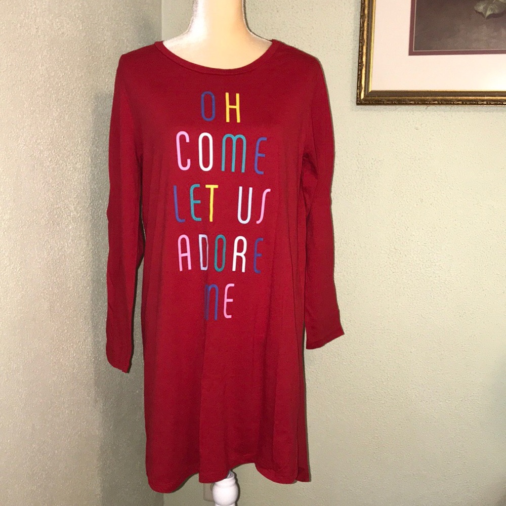 Old Navy Red Christmas Nightshirt Size Medium